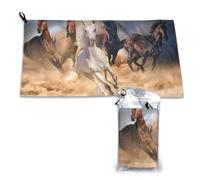 Serviette à séchage rapide en microfibre pour adultes, motif cheval sauvage courant contre une tempête de sable, 40,6 x 185,4 cm