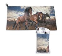 Serviette à séchage rapide en microfibre pour adultes, motif chevaux au galop, 40,6 x 18,8 cm