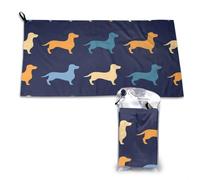 Serviette à séchage rapide en microfibre pour adultes, motif teckel bleu et orange, 40,6 x 3 000 cm