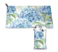 Serviette à séchage rapide imprimée aquarelle hortensia, serviettes en microfibre pour adultes, 40,6 x 2 640 cm