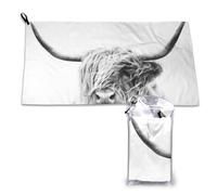 Serviette à séchage rapide, Portrait d'une vache des Highlands, serviettes en microfibre pour adultes, 40,6 x 183,8 cm