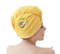 Serviette à séchage rapide - Serviette turban en microfibre - Absorbante - Avec bouton - Maintien stable - Jaune