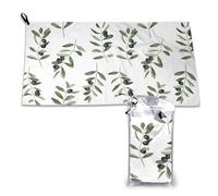Serviette à séchage rapide style aquarelle branche d'olivier, serviettes en microfibre pour adultes, 40,6 x 231,8 cm