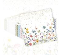 Serviette à thé avec fleurs sauvages et papillons pour décoration de fête, mariage, baby shower et bridal shower