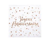 Santex Serviettes papier Anniversaire Or Rose 25 cm dépliées x20
