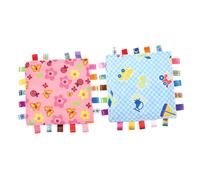 Serviette Apaisante pour Bébé en Peluche, 2 Pièces, avec Rubans | Nourrissons, Aide les Gestes Fins, Stimule la Perception, Lot de Deux, Usage Quotidien