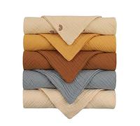Serviette Bebe, 5 Pièces Carre -Coton , Serviette De Table Tissu, Serviette De Bain À Séchage Rapide, , Essuie Main pour Bébés, Filles, Garçons