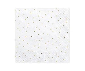 Serviette Blanc avec pois dorées, 33 x 33 cm, 1 pack (20stück) SP33-23-008