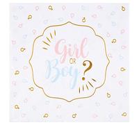 Serviette blanche Baby Shower Girl or Boy en rose, bleue et dorée métallisée (x20) REF/7655