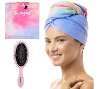 Serviette Capillaire Ultra Fine en Microfibre Turban Anti-Frisottis à Séchage Rapide avec Une Brosse Wet/Dry pour Cheveux Humides ou Sèches (Multicolour)
