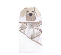 Serviette capuche unisexe en coton Hudson Baby, motif animal, motif chiot, beige, taille unique