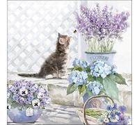 Serviette « Chaton et fleurs » 20 pièces