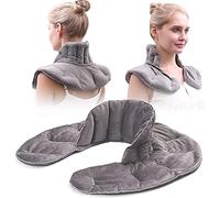 Serviette chauffante - Serviette de gravité - Bandoulière lestée - Col en peluche court - Coussin chauffant - Gris foncé