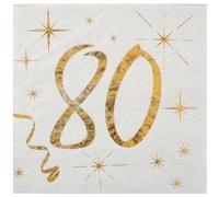 Santex Serviette cocktail Anniversaire 80 ans – x20 – Réf. 6159