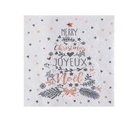 Serviette cocktail blanche joyeux noël (x20) REF/5924