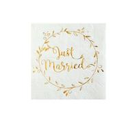 Serviette cocktail mariage blanche et dorée or (x20) REF/6334