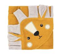 Serviette de bain à capuche 100 % coton bio pour bébé dans d'adorables motifs d'animaux | Super douce, épaisse, chaude et absorbante | Certifiée OEKO-TEX et lavable en machine | 75 cm x 75 cm (lion