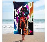 Serviette de bain absorbante à séchage rapide, motif astronaute de l'Odyssée de l'espace - 1 serviette de plage pour homme et femme, idéale pour le nettoyage et le massage du corps (130 cm x 80 cm).