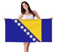 Serviette De Bain Au Blason Bosnie-Herzégovine National|Léger| Séchage Rapide pour La Plage Et Les Voyages| Parfaite pour L'Utilisation en Plein Air|La Natation| Design Doux Et Compact