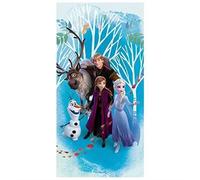 Jerry Fabrics Disney - Serviette De Plage en Coton la Reine des Neiges : Bleu- Multicolore - 70 X 140 Cm