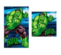 Serviette de bain en coton Marvel Hulk (x2) Vert 30x50 cm