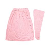 Serviette de bain en molleton pour femmes, enveloppe de douche réglable avec chapeau pour Salon de beauté à domicile (Jupe de douche et bonnet de douche rose foncé)
