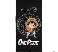 aymax One Piece Serviette de Plage, 90x170 cm, 100% Coton, Design Mini Luffy, Noir