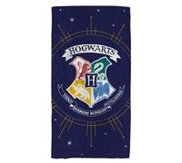 Serviette de bain et de plage imprimée 100% coton, harry potter poudlard bleu marine 75X150