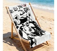 Serviette de bain grande et super absorbante avec impression de police d'anime Kimetsu No Yaiba pour les vacances à la plage et les sports de plein air 80*160,90*180,75*150,50*100Cartoon,graphiquePoly