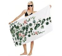 Serviette de Bain Grande Taille 220x100 Serviette de Plage Microfibre, Tapis de Plage Anti Sable, Séchage Rapide, Absorbant, avec Boutons Pression et Imperméable Sac à Cordon, Plages Accessoire Y2-966