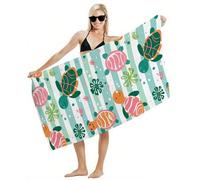 Serviette de Bain Grande Taille 90x180 Serviette de Plage Microfibre, Tapis de Plage Anti Sable, Séchage Rapide, Absorbant, avec Boutons Pression et Imperméable Sac à Cordon, Plages Accessoire Y2-892