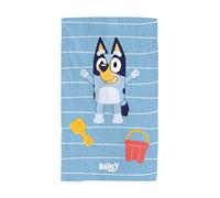 Serviette de bain imprimée 100% Coton - BLUEY HOURRA - Bleu - 70x120cm