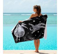 Serviette de bain imprimée Space Voyager pour enfants, thème science-fiction, serviette à séchage rapide, couverture de plage, couverture d'exploration spatiale, cadeau (01, 160 cm x 80 cm)