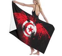 Serviette de Bain Lawenp Aigle Tunisie Drapeau Serviette de Plage et de Piscine en Microfibre Douce et Absorbante