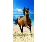 Serviette de bain motif chevaux 70 x 140 cm