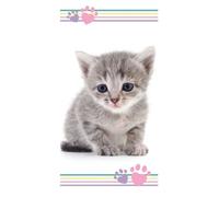 Serviette de bain ou de plage - JERRY FABRICS - Déco Chat - 70 x 140 cm - 100% coton - Gris