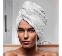 Soleil d'ocre, Serviette de Bain pour la tête en Coton 24x62 cm Lagune Blanc