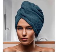 Serviette de bain pour la tête en coton 24x62 cm LAGUNE bleu canard, par Soleil d'Ocre