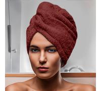 Soleil d'ocre, Serviette de Bain pour la tête en Coton 24x62 cm Lagune Brique