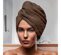 Soleil d'ocre, Serviette de Bain pour la tête en Coton 24x62 cm Lagune Brun