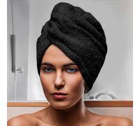 Soleil d'ocre, Serviette de Bain pour la tête en Coton 24x62 cm Lagune Noir