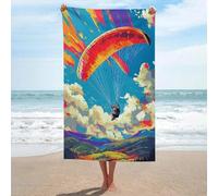Serviette de bain surdimensionnée, ultra-absorbante et à séchage rapide, motif parapente survolant un paysage coloré, idéale pour la plage, la piscine, le jardin et les vacances (taille unique).