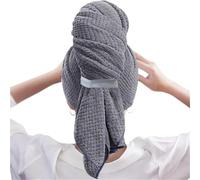 Serviette de cheveux en Satin microfibre, 2 pièces, chapeau for dormir, articles ménagers, casquette for la maison, grande avec bande élastique, produits salle bain Pour Femme(Grey)