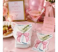 Serviette de cocktail Martini doux, nœud rose, olive. Serviette en papier jetable pour enterrement de vie de jeune fille, fête entre amies et thé de l'après-midi 20,60,40,100,80Papetier