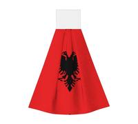 Serviette de cuisine à suspendre en polaire Corail, drapeau albanais, serviette de cuisine super absorbante, serviette de cuisine à suspendre pour enfants adultes