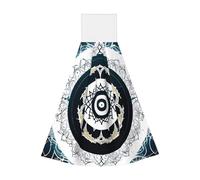 Serviette de cuisine à suspendre Totem ronde noire et blanche en velours super absorbante, serviette de cuisine pour enfants et adultes