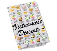 Serviette de cuisine vietnamienne Desserts Asie Cuisine Amoureux Thé Café Maman Papa BFF Nourriture Vietnamienne Cuisine Voyage Serviette de cuisine Cadeau (Vietnam Desserts-T)