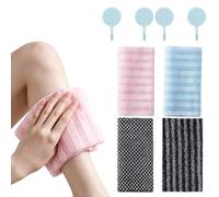 Serviette de Douche Exfoliante Ecovia, Serviette Exfoliant pour le Dos, Fibres de Bambou et Charbon Actif, Unisex, pour les Peaux Sensibles et Rugueuses (4 PCS)