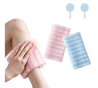 Serviette de Douche Exfoliante Ecovia, Serviette Exfoliant pour le Dos, Fibres de Bambou et Charbon Actif, Unisex, pour les Peaux Sensibles et Rugueuses (Rose + Bleu)