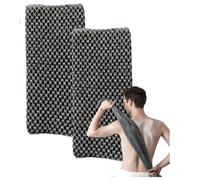 Serviette De Douche Exfoliante - Gant de Gommage Naturel en Fibre de Bambou et Charbon, Exfoliation Douce pour le Corps (2, One Size)